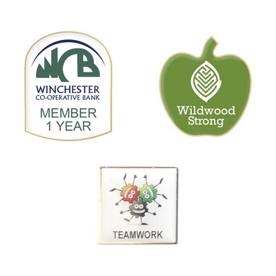 USA Made Metal Lapel Pin w/Epoxy Dome Full Color - Up to 1.5"x1.5"